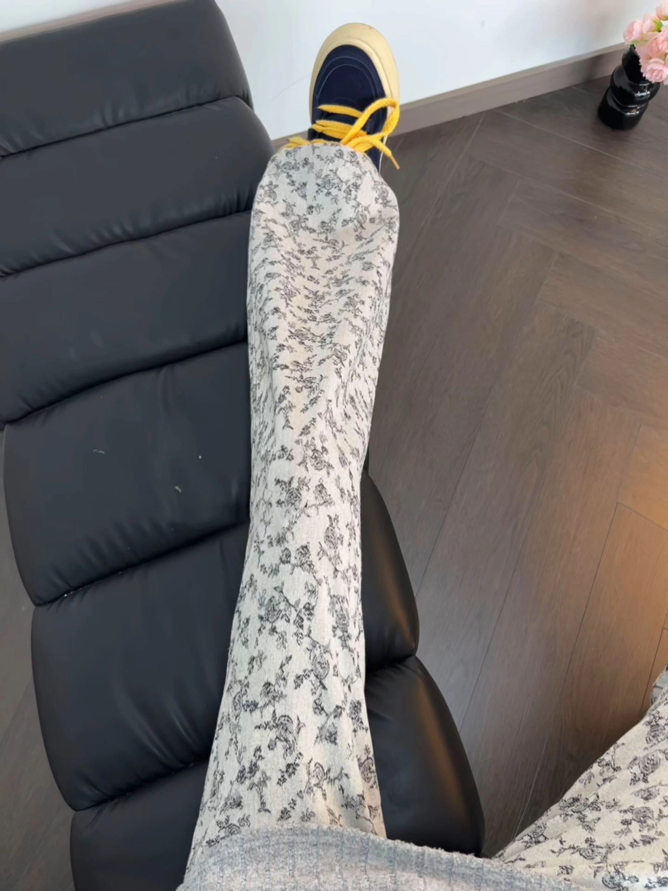 

Men's Fce Lined Denim Jeans Floral Print Straight Leg Casual Trousers Slimming Bootcut American Sle Spring Summer Autumn