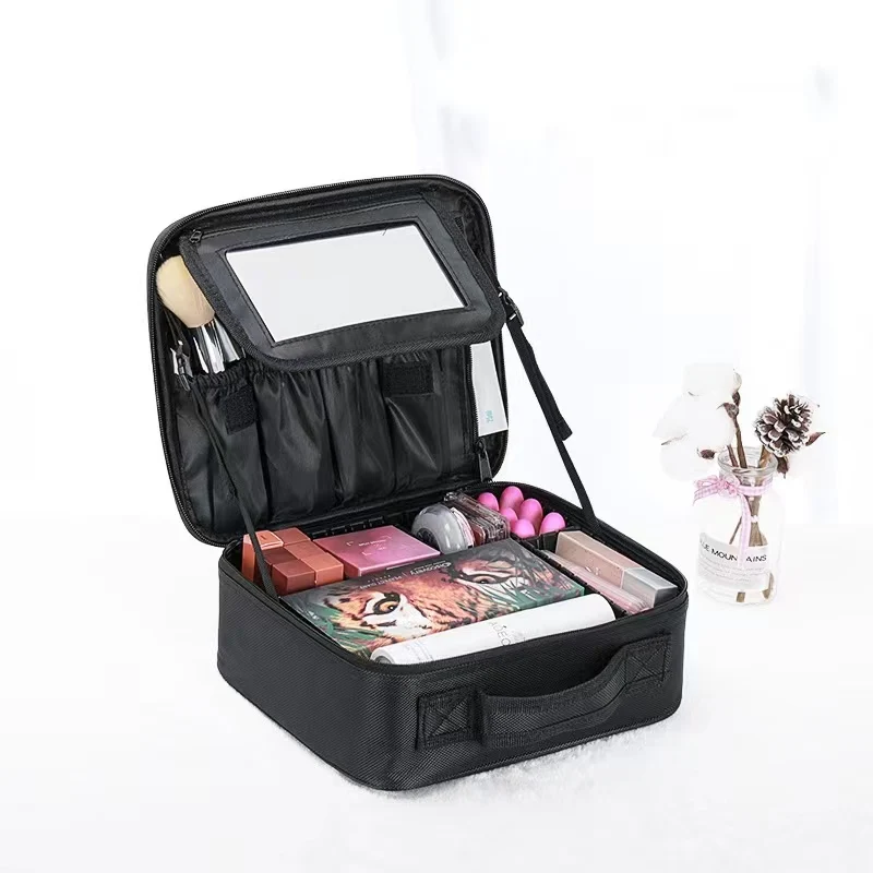 Smart LED Makeup Bag With Mirror Lights Large Capacity Professional Cosmetic Case For Women Travel Organizers Beauty Kit Storage