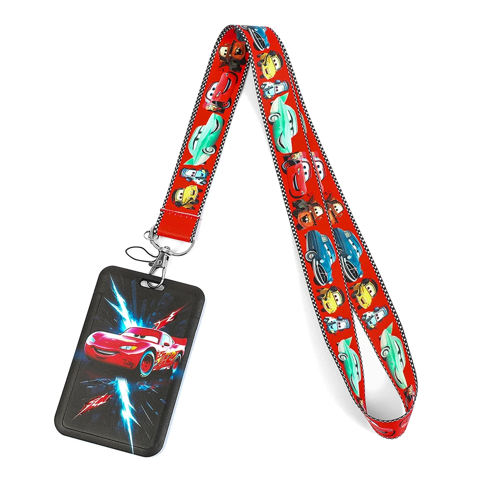 1 قطعة سلسلة مفاتيح Pixar Cars Lightning McQueen Lanyards-حامل شارة الهوية من البوليستر مثالي للمفاتيح والهاتف والبطاقة هدية مثالية لمحبي
