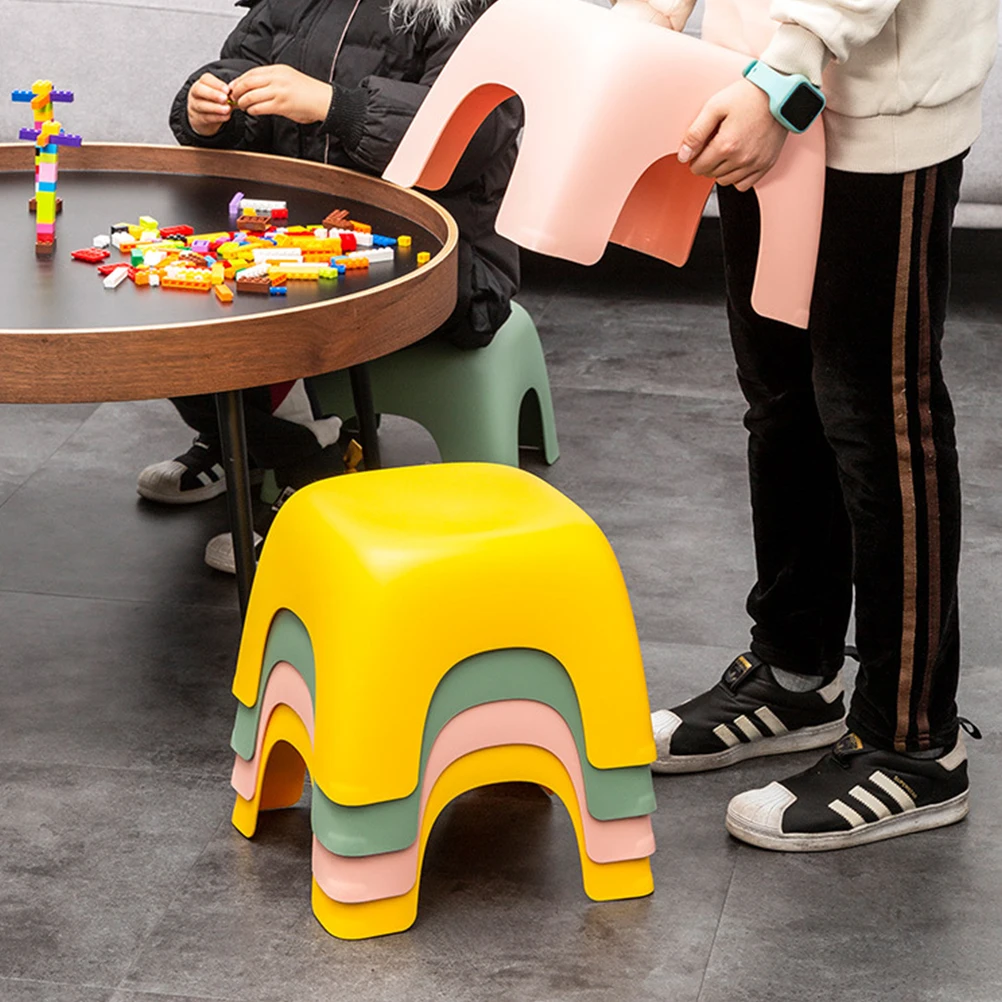 

Thickened Anti-slip Kids Stool Plastic Mini Chair Home Bedroom Bathroom Office Stackable Lightweight Child Shoe Changing