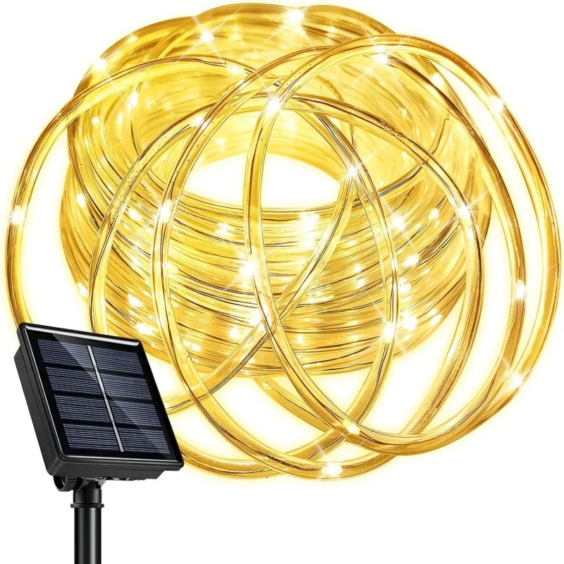 10M 20MChristmas Outdoor Solar Tube Rope Led Light Garden Decoration Wedding Garland Waterproof String Lights Fairy Strip