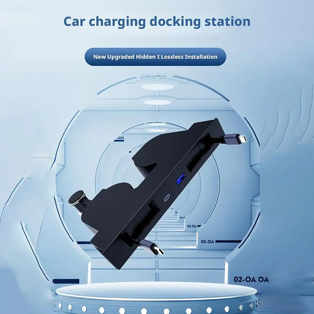 Hidden Center Console Docking Station for Tesla Modely Juniper Telescopic Rope Charge Hub for Model 3 Highland Y0r2