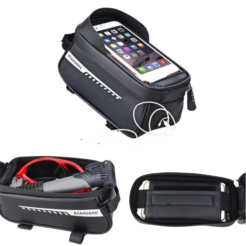 Fahrrad-Vorderrahmentasche, Wasserdichte Handytasche mit Touchscreen-Funktion, Wasserdichte Satteltasche, Fahrradzubehör – Detail 4