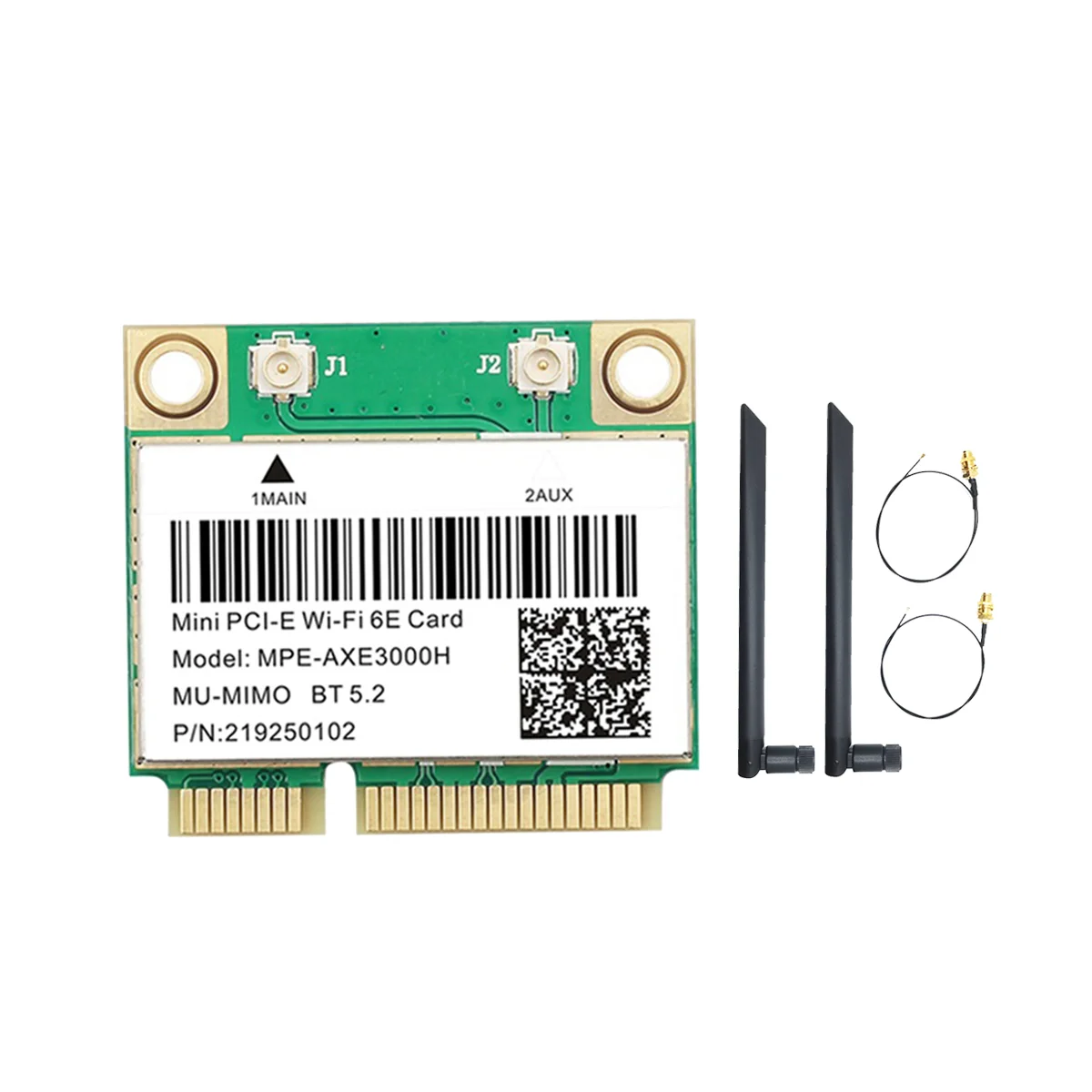 ABEP-MPE-AXE3000H WiFi Card+Dual Antenna WiFi 6E 2400Mbps Mini PCI-E for BT 5.3 802.11AX 2.4G/5G/6Ghz Wlan Network Card