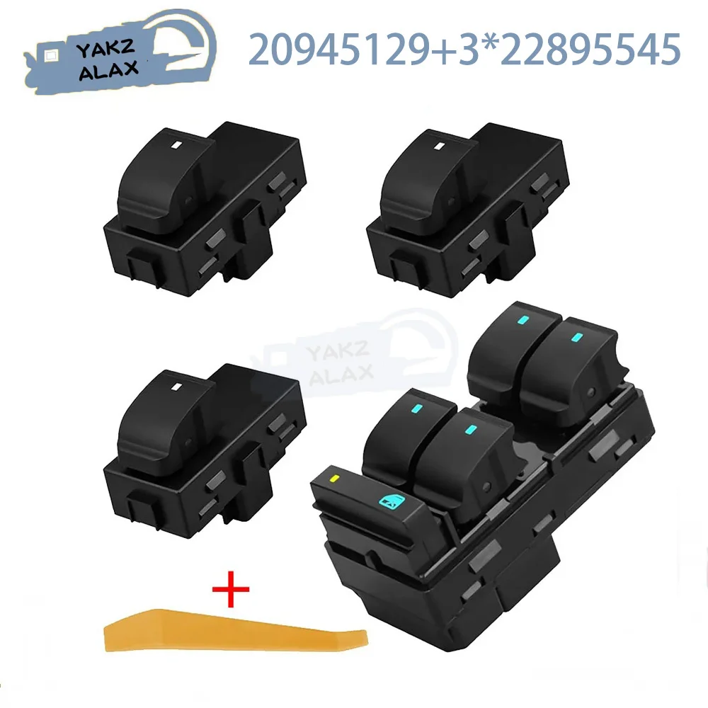 

4Pcs for Buick Tahoe Chevy Silverado Traverse HHR GMC Sierra 1500 2500HD 3500HD Power Window Control Switch Regulator Button