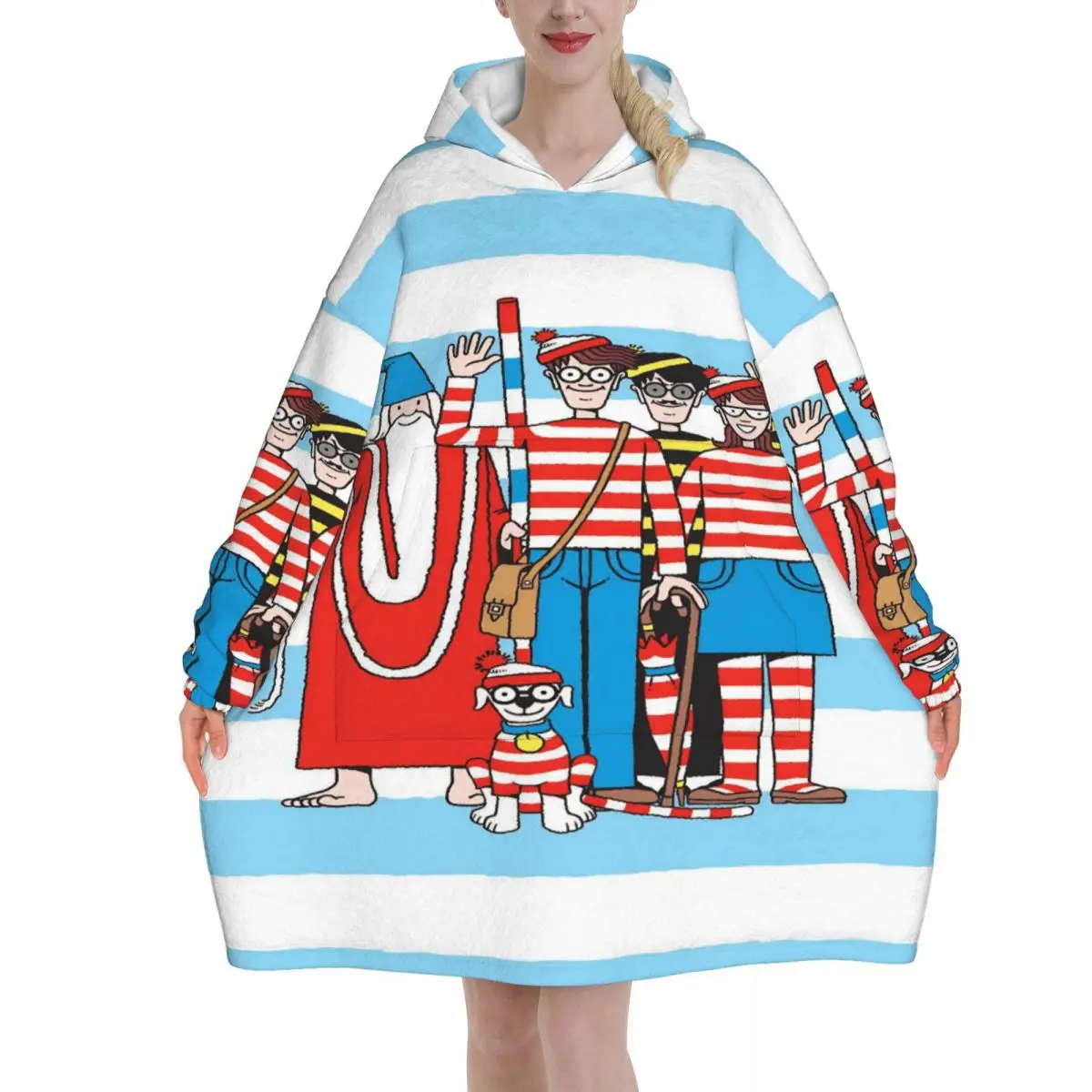 Wally Waldo blanket Hoodie Wearable Blanket Oversize with Pocket Warm Sleeping Bag Soft Cozy Onesie