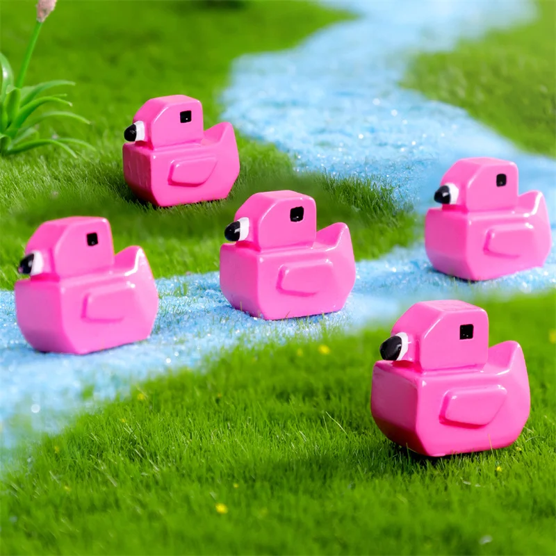 1pc Mini Resin Square Flamingo Statue Micro Landscape Decoration For Car Home Desktop Ornaments