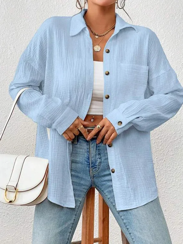 100% garza di cotone mussola camicie da donna casual colletto rovesciato manica lunga top ufficio signora camicette eleganti per le donne Blusas BQ92