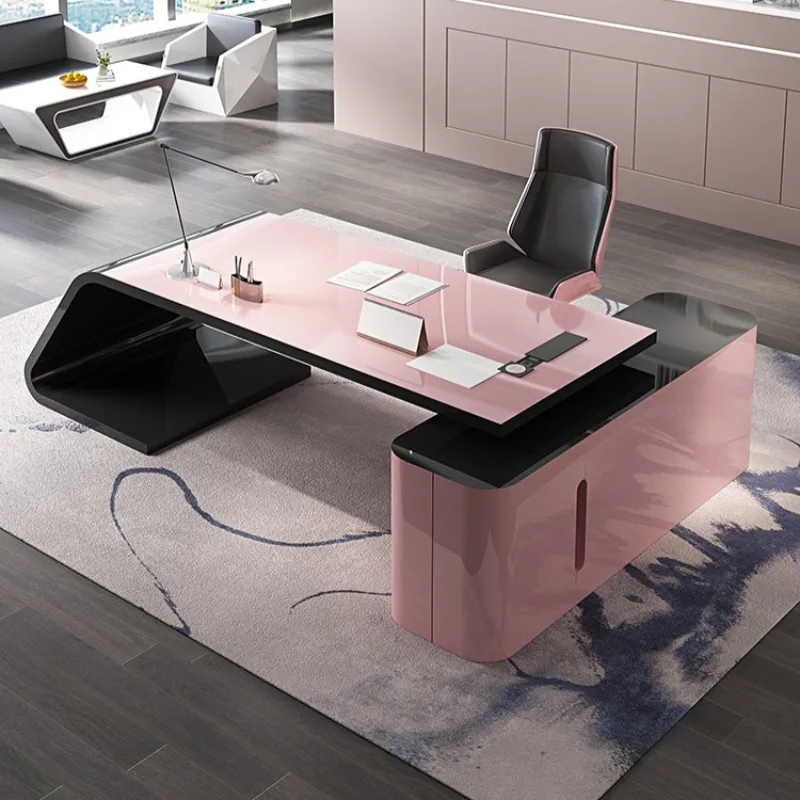 

Minimalist Girl Office Desk L Shaped Executive Designer Light Luxury Computer Desks Unusual Reading Escritorio Oficina Furniture