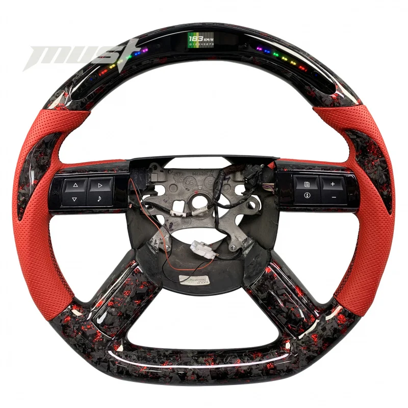 

Custom Red Carbon Fiber Sport Steering Wheel Flat Bottom Design Interior Accessories 300 300C SRT8 2004-2010