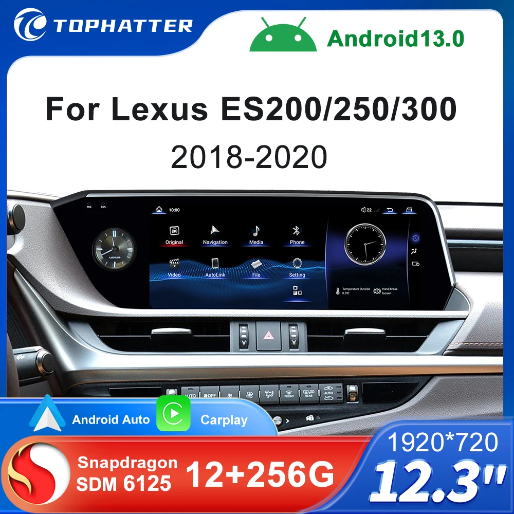 

For Lexus ES ES200 ES250 ES300 2018-2020 Car Radio 12.3 Inch Snapdragon 668S Android13 Multimedia Video Player Screen stereo DSP