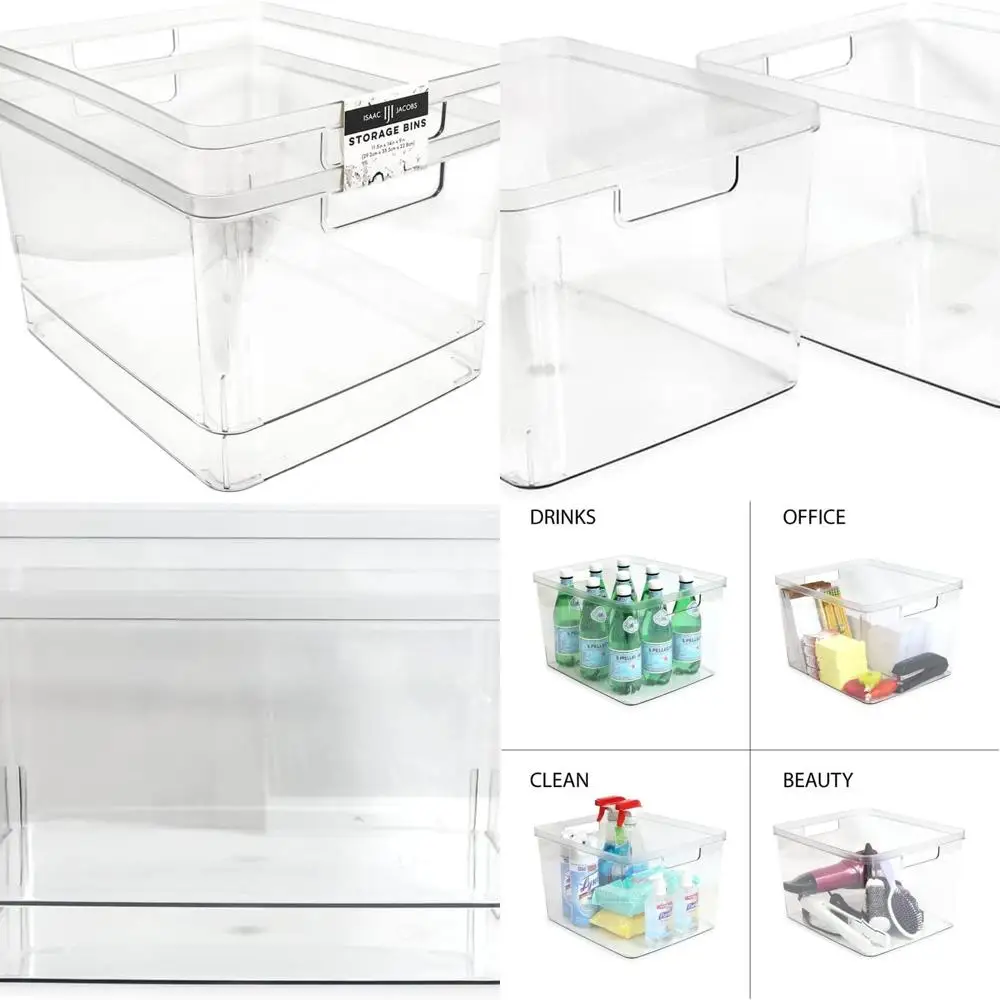

Extra-Large Clear Storage Bins with Handles, 2-Pack, Ideal for Home, Kitchen, Pantry, BPA-Free & Food-Safe