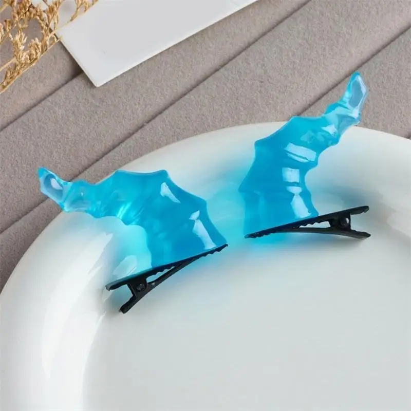 

652F 2PCS Goth Devil Horn Hair Clip Halloween Party Headwear for Woman Girls Taking Photo Braids Role Play Hairpin