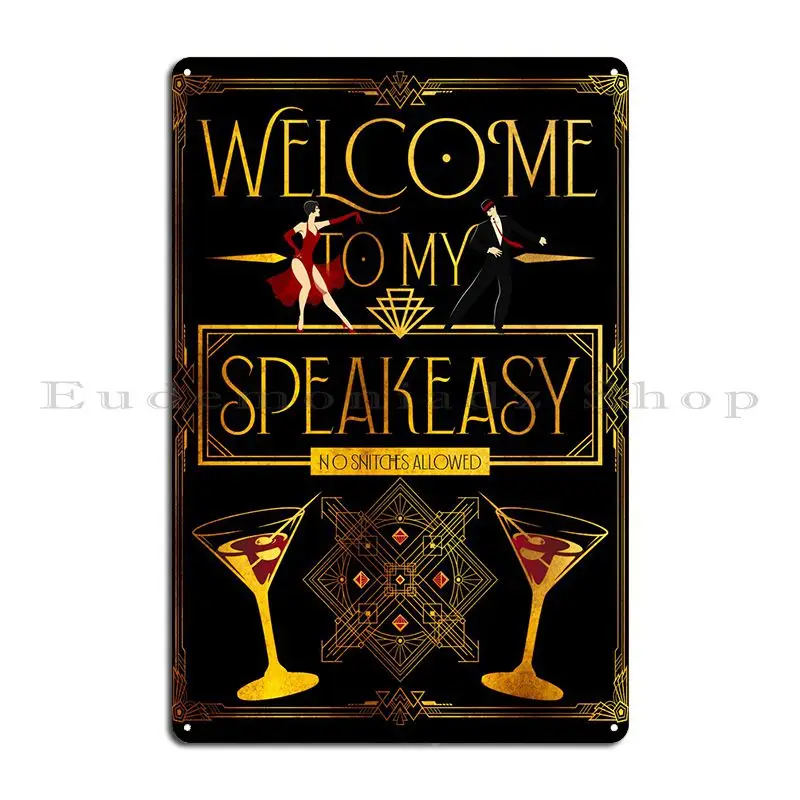 Art Deco Speakeasy Art Metal Signs Living Room Wall Pub Pub Designer Cinema Tin Sign Poster