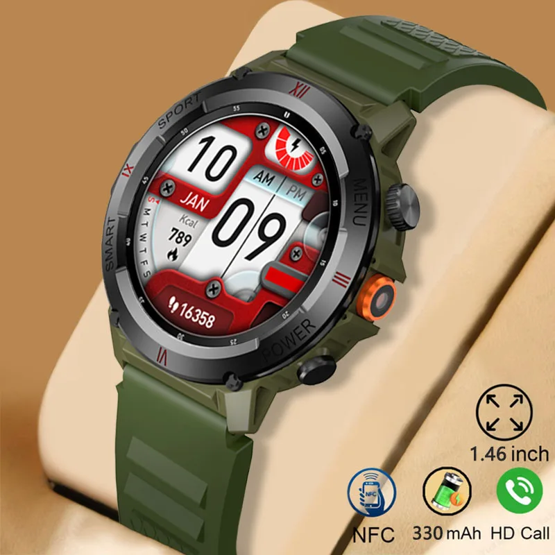 Latest Men's 5.3 Bluetooth Call 1.46-inch Full Screen Touch Screen Heart Rate Health Monitoring Multiple Sports Modes Watch