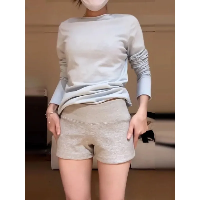 Fashion Sexy Slim Fit Shorts Women 2026 New Summer US Style Grey Low Rise Solid Bodycon Booty Shorts Female Casual Hot Sale
