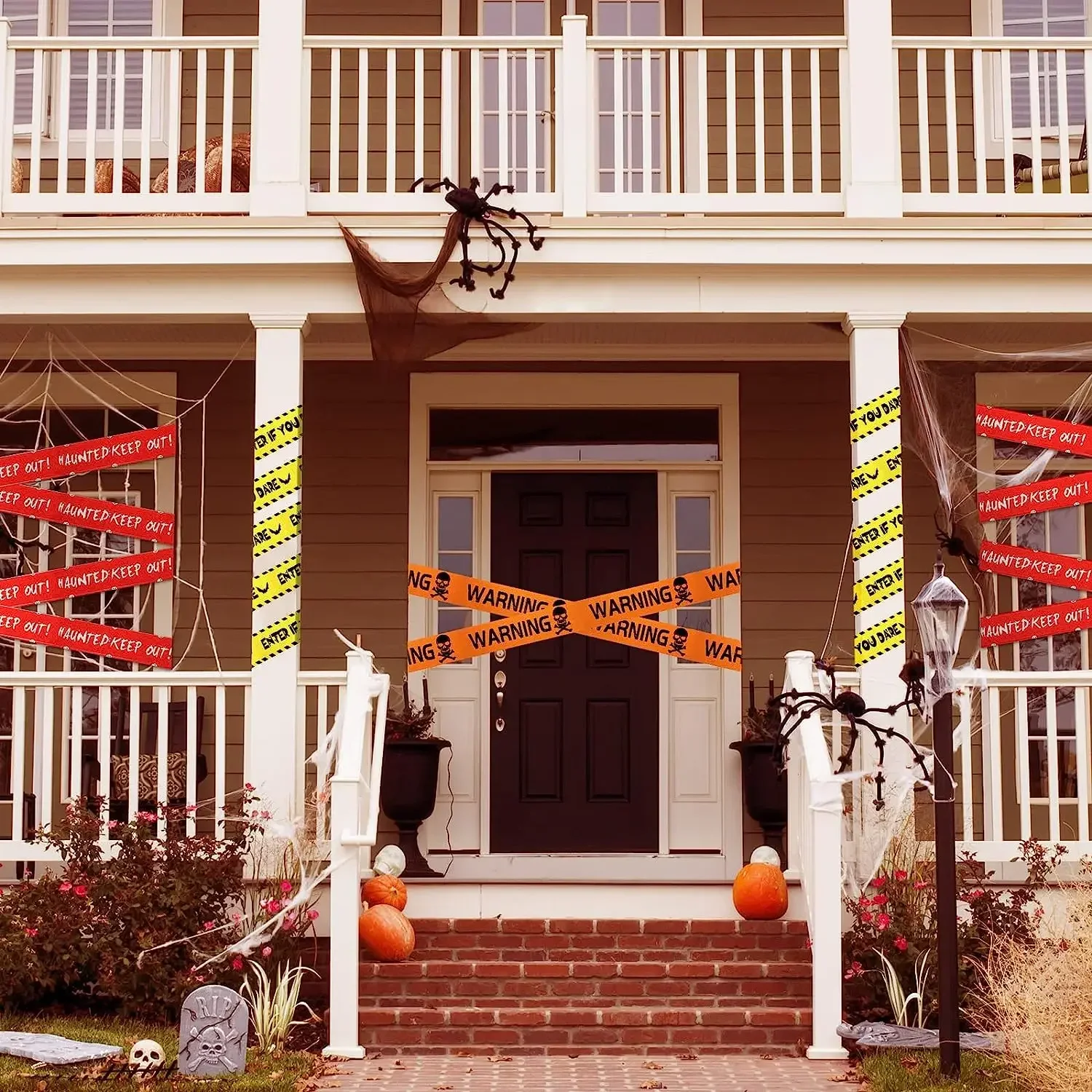 Segnali di nastro di avvertimento per decorazioni di Halloween Finestra di scena per feste Linea di avvertimento di pericolo Decorazioni di