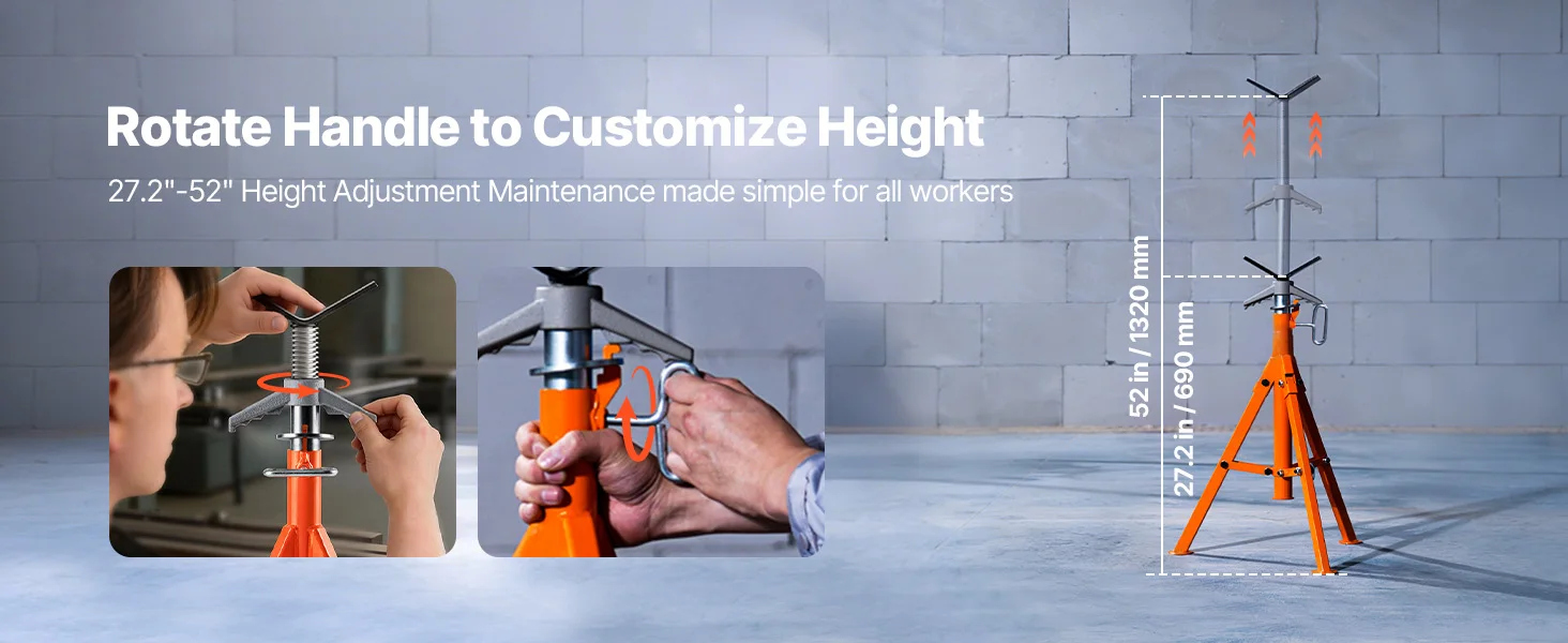 SucceBuy Pipe Stand 2500 LBS Heavy Duty Pipe Stands 27.2-52 Height Adjustable V Head Pipe Stand Steel Folding Stand