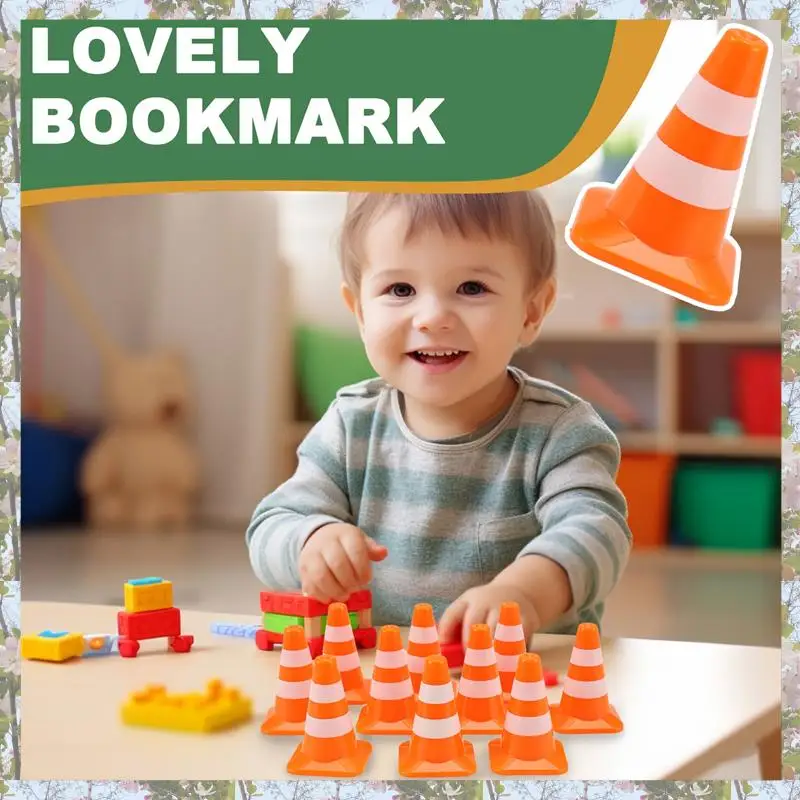 Kegle drogowe T84C-Mini 10 szt. Miniaturowe kiełki drogowe Kiełki budowlane Zestaw kiełków drogowych dla dzieci Zestaw znaków drogowych