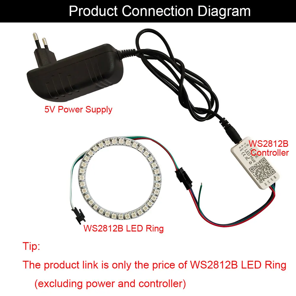 DC5V WS2812B LED pierścień pikselowy WS2812 pełnokolorowy niezależny adres RGBIC 8/16/24/35/45 pierścień RGB okrągły inteligentny moduł świetlny