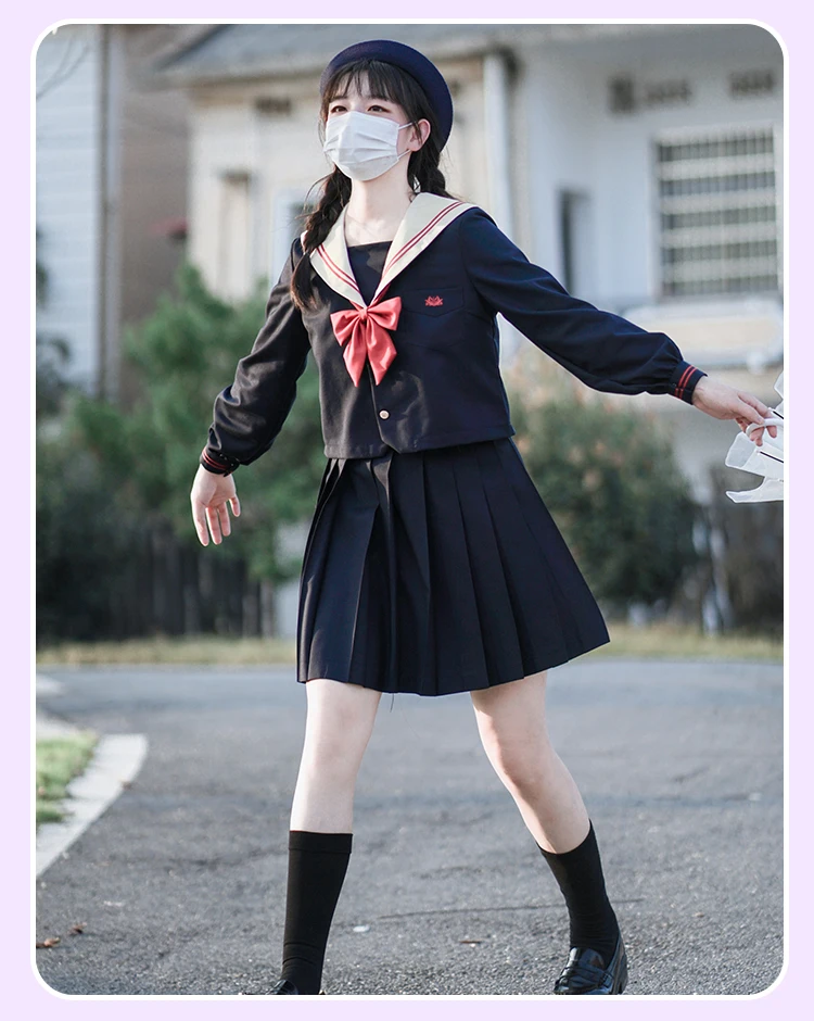 Charming Chic Cyan JK Sailor Uniform Short Sleeve Girl Summer Top Sweet Bow A-line High Waist Age Reducing Pleated Skirt Sets