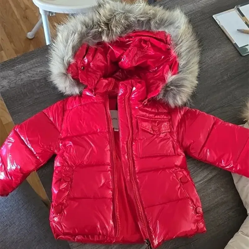 Children Winter Down Coat Real Fur Collar Kids Hooded Warm Jacket For Baby Boy Girl 1-13 Years Wear