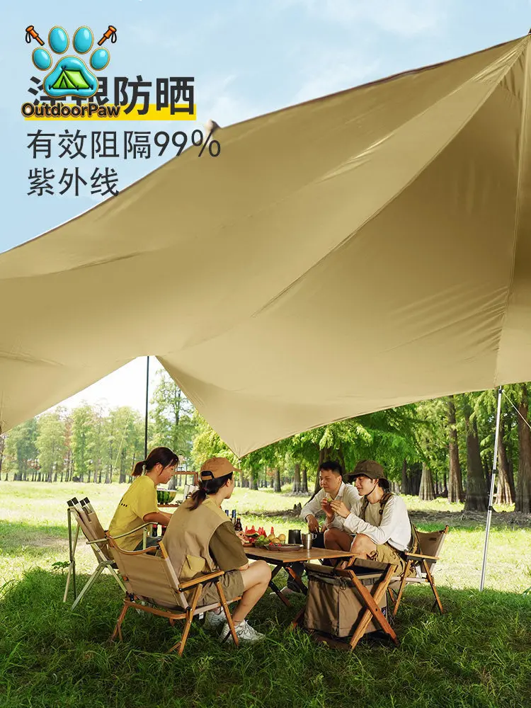 Outdoor shading canopy sun protection silver-coated tent oversized octagonal rainproof butterfly camping awning