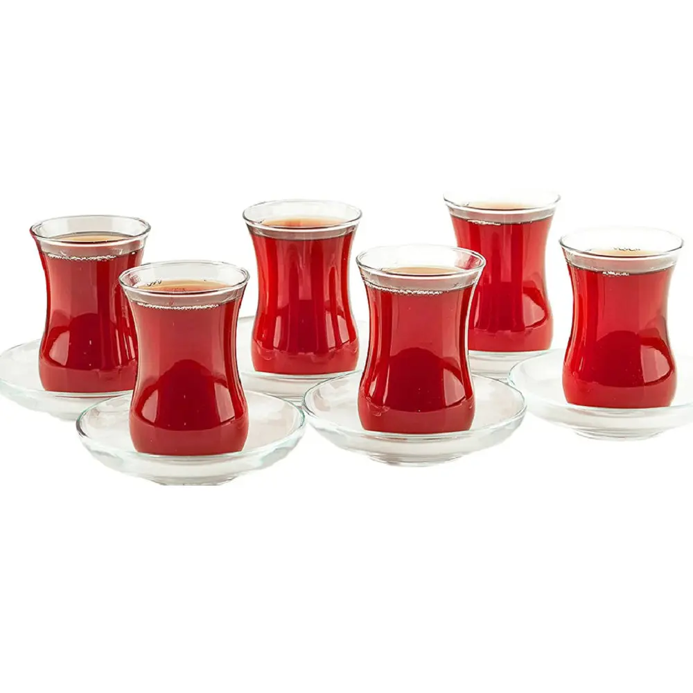 Traditional Turkish Coffee Mug Set - 6PC European Traditional Crystal Glass Cups for Tea, Hot Drinks，Wine