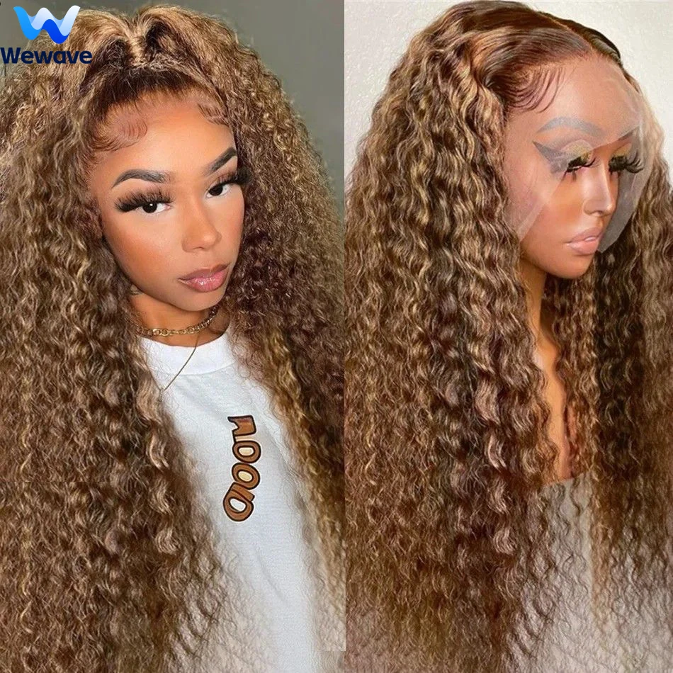 Wewave موجة عميقة مجعد الباروكات 13x6 Hd الدانتيل الجبهة باروكة من شعر طبيعي تسليط الضوء على شعر مستعار شعر الإنسان 4/27 تسليط الضوء على شعر مستعار موجة المياه أومبير