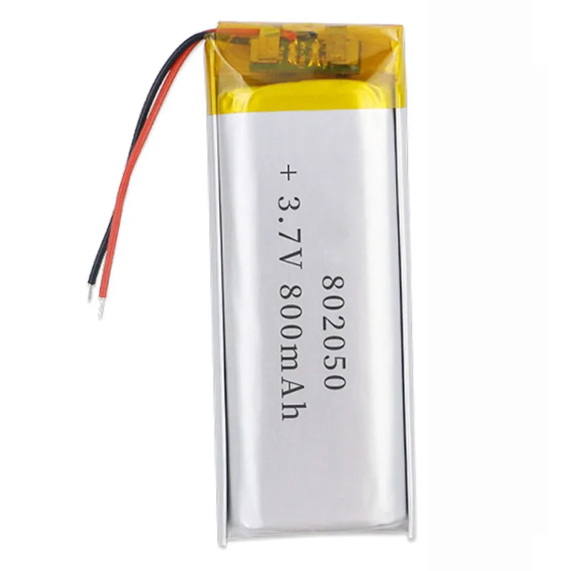 2/5/10/20 Pcs 3.7V 800mAh 802050 Lithium Polymer Ion Battery 2.0mm JST Connector