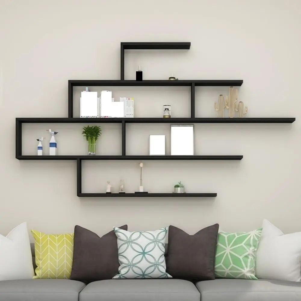 Wall Mounted Storage Rack Floating Shelves Wood Display Stand Wall Decorative Shelf Bookshelf for Living Room Decor