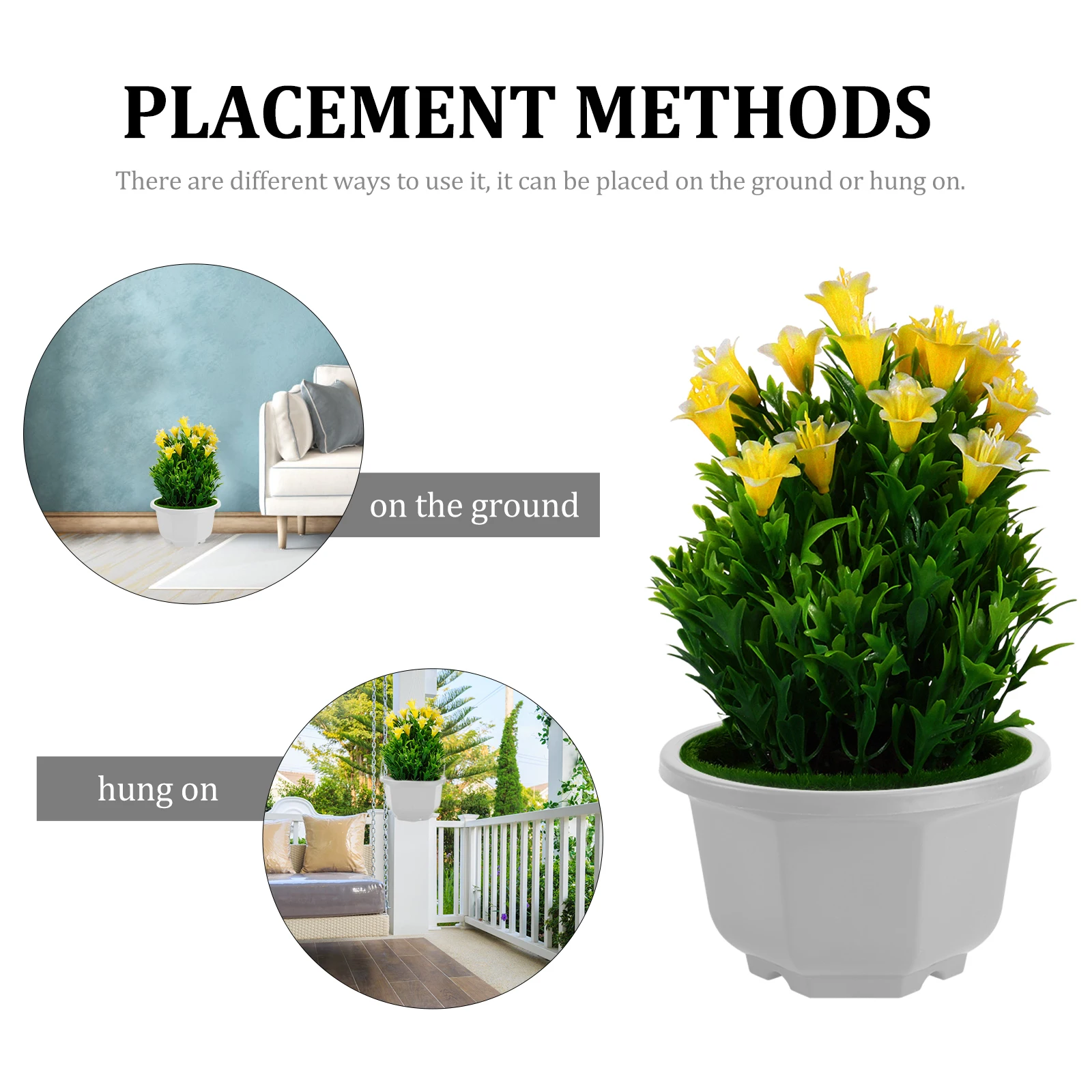 

5pcs Plastic Flower Pot Hanging White Wedding Orchids Fence Outdoor Garden Planter Container Balcony Office Decor