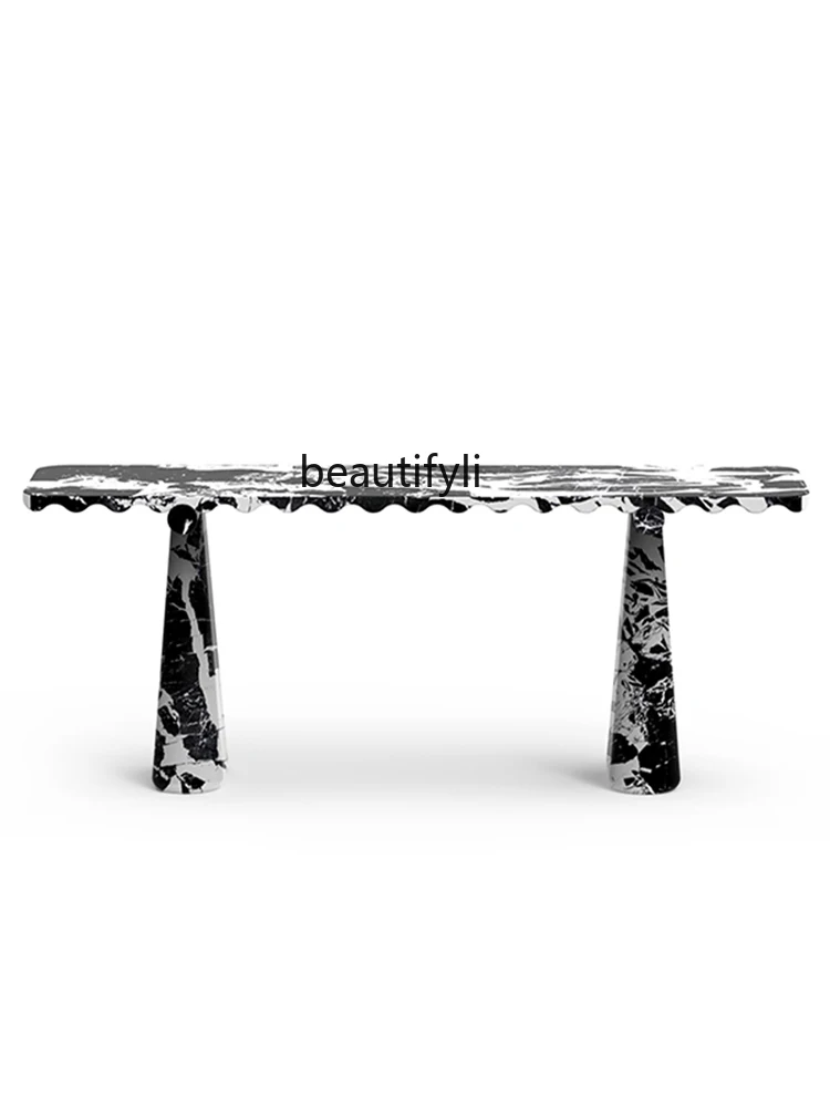 Modern Minimalist Home Natural Black Marble Console Tables Home Corridor Wall Table Console