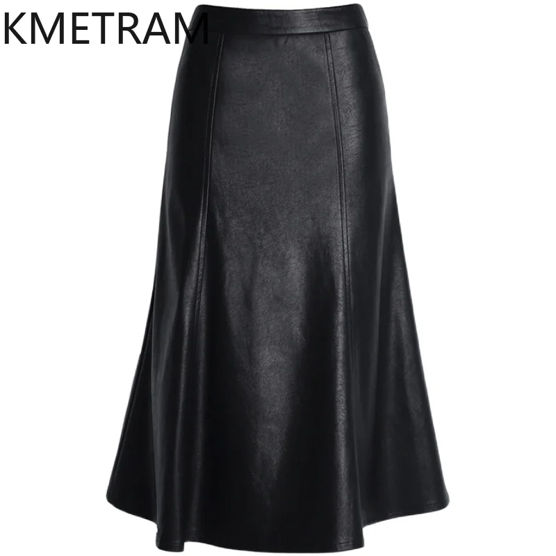 Kmetram Echte Leren Rokken Voor Vrouwen Lente Herfst Vrouwen Kleding Koreaanse Halflange Rok 2024 Slim Fit Faldas Para Mujeres