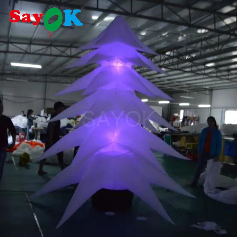 High Inflatable Christmas Tree Led Tree Inflatable Plant With 16 Color Changing Lights For Christmas Home Party Decorations