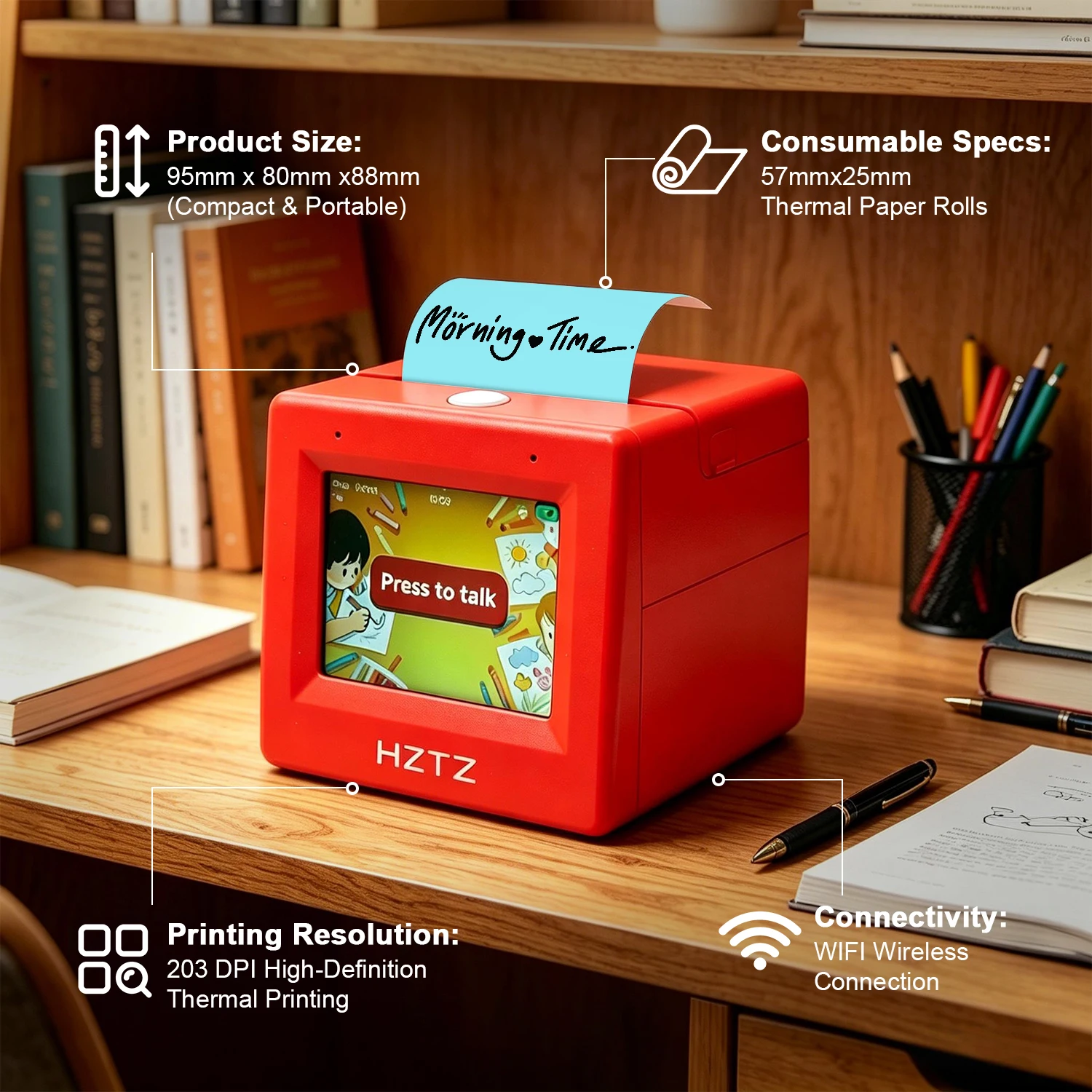 

AI Voice Control Mini Thermal Printer, 2.4G Wi-Fi Smart Printer with Multiple Printing Styles for DIY Notes Photos