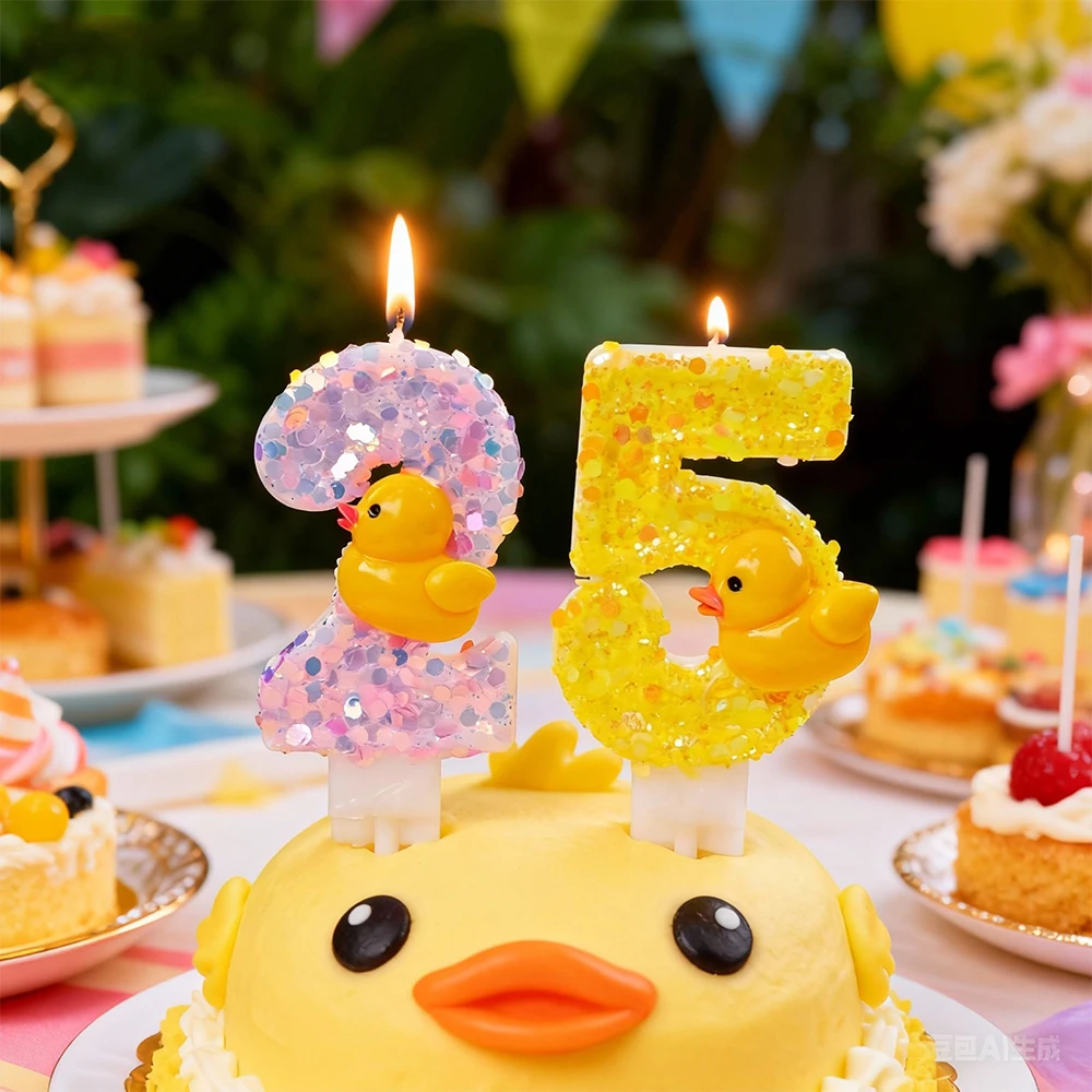 Niedliche Enten-Kerze Nummer 0-9 Geburtstagstorten-Dekoration Enten-Geburtstagsparty Tortendekoration Baby-Shower-Dekoration Geschenk