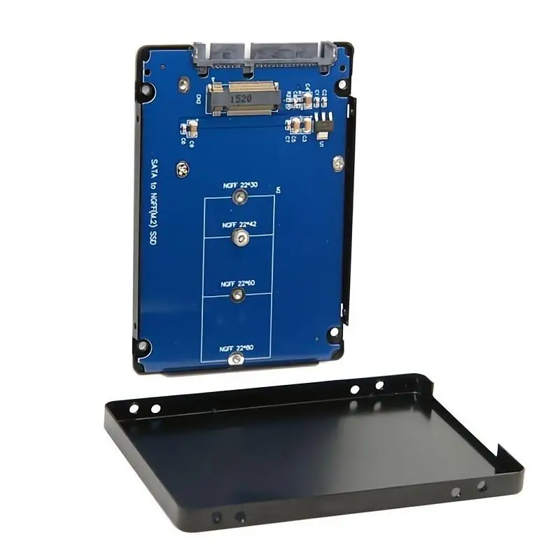 

HDD Enclosure Case M.2 NGFF B+M Key (SATA) SSD Socket 2 to 2.5 SATA Adapter Card Adapter with Black Metal Case