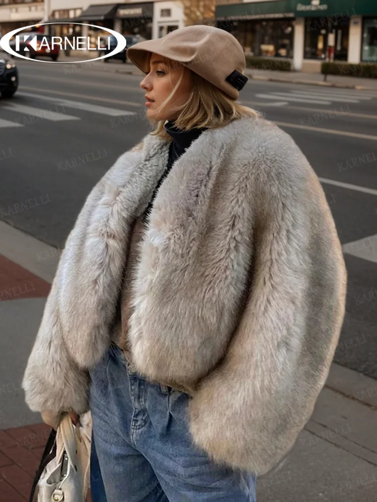 Iconic Street Fashion Week Luxury  Cropped Faux Fur Coat Women Winter 2025 Hot Cool Girls Fluffy Short Fur Jacket