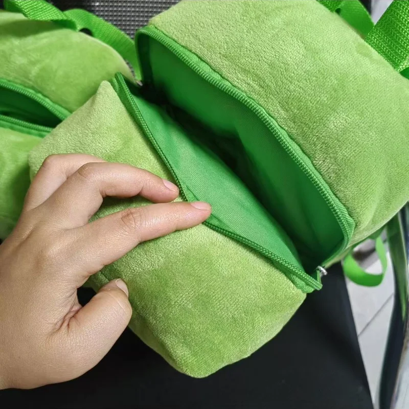 Popular Pixel Game Creeper Character Crawling Monster Anime Plush Doll Large Capacity Backpack Soft Bag Stuffed Periphery Gifts view 4