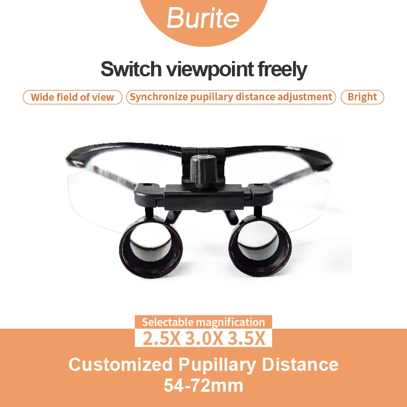 2.5X 3.5X TTL Surgery Medical Magnifying Glass Flip-up adjustable interpupillary magnifying glass 30-58cm Long Working