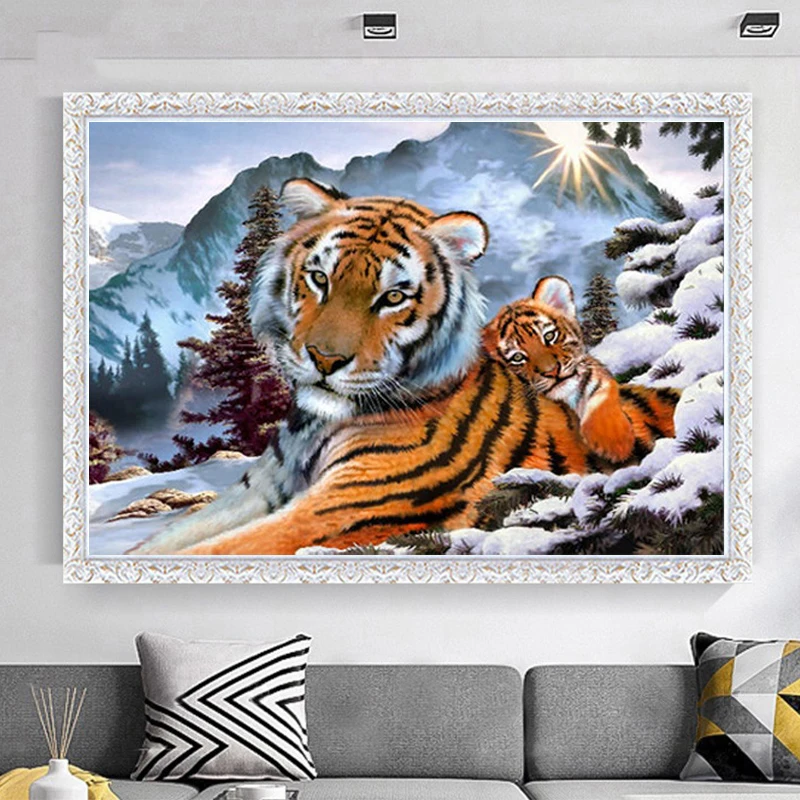 

Снежная гора Тигр 5D алмазная живопись полная алмазная художественная вышивка отель офис комната домашний декор DIY алмазные наборы для вышивки крестом