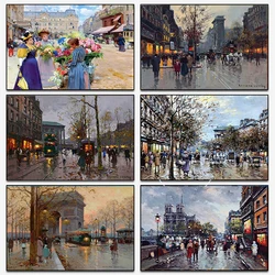 Flower Market Boulevard Montmartre Spring Classic Street Scenes Poster Canvas Painting Wall Art Picture for Room Office Decor