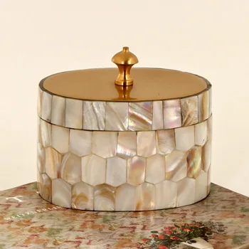 E Indian style brass shell storage jewelry box home living room desktop decoration ornament