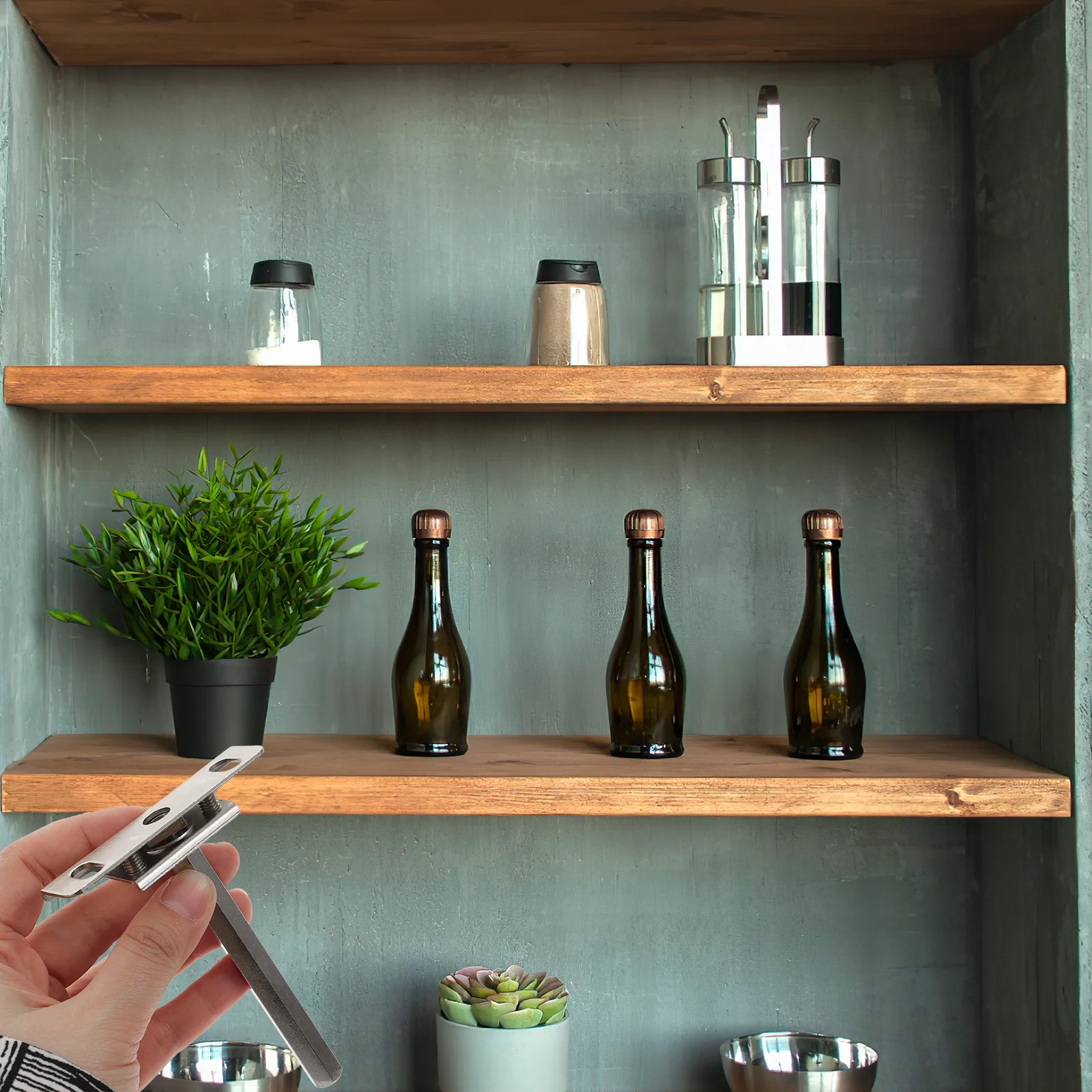 

4Pcs Floating Shelf Bracket Hidden T Shaped Heavy Duty Wall Mount Brackets for Kitchen Bathroom Workshop Metal Shelf Brackets