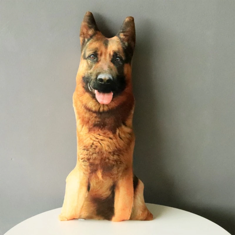 Almohada divertida con cabeza perro para Cosplay, cojín felpa y duradero con ojos 3D definición para amantes