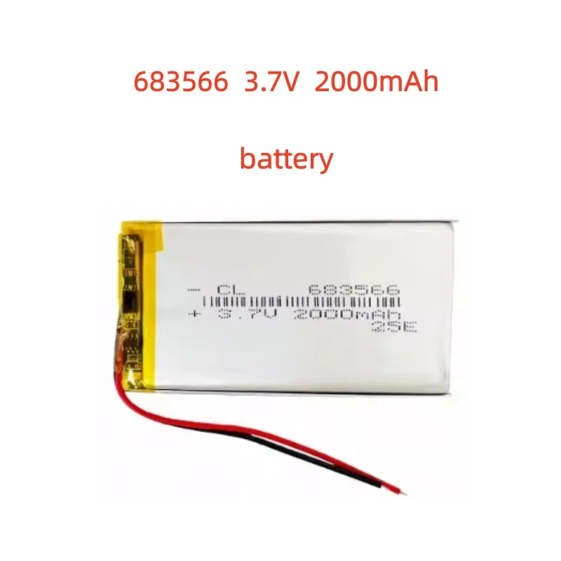 

683566 3.7V 2000mAh Li-Polymer Replacement Li Lipo Battery JST 2Pin 1.0/1.25/1.5/2.0/2.54mm Connector For GPS Camera LED