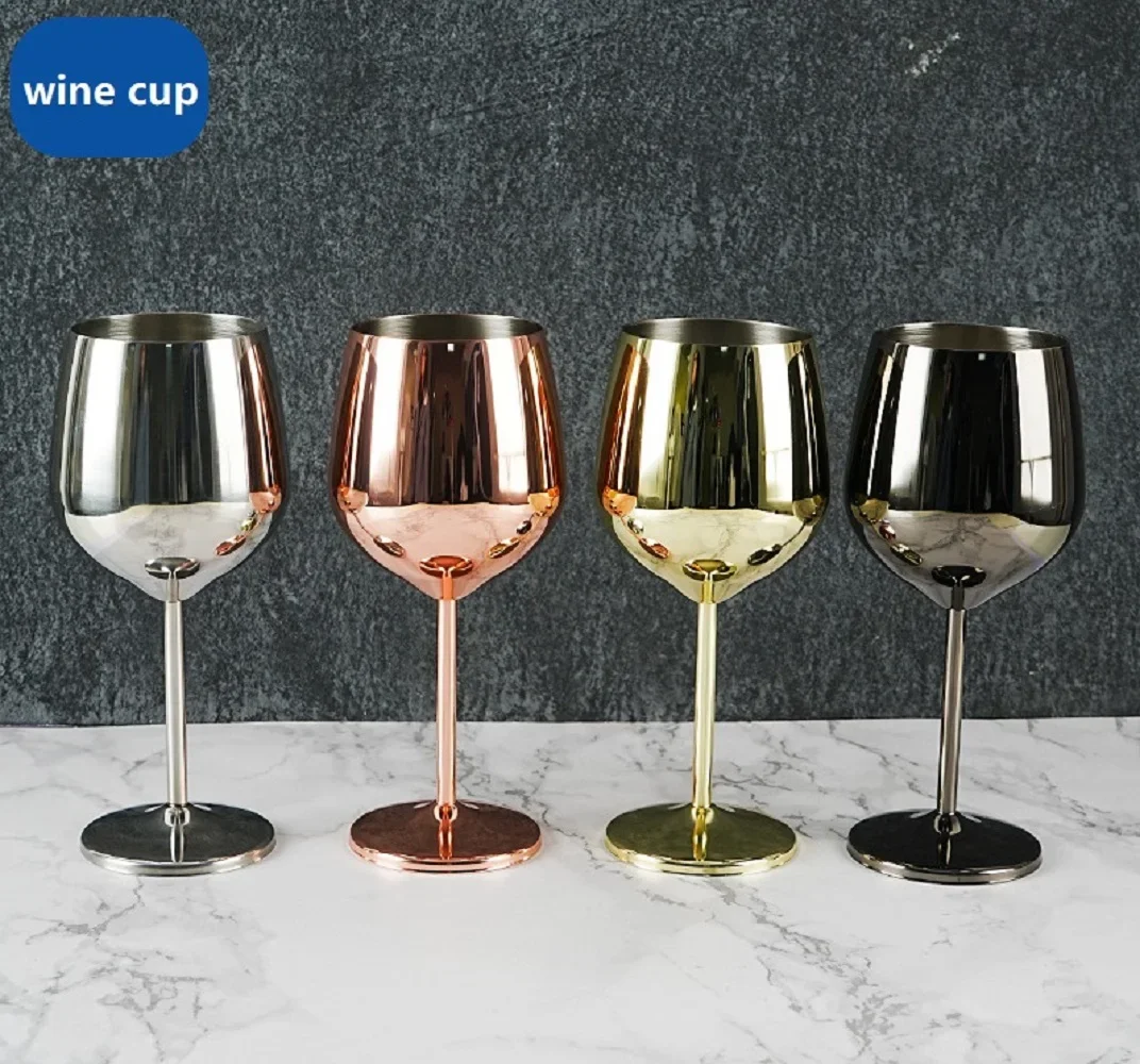 Stainless Steel Wine Glasses Unbreakable Metal Cocktail Glasses , 500 Ml, for Drinking Cocktails and Wine at Bar and Home