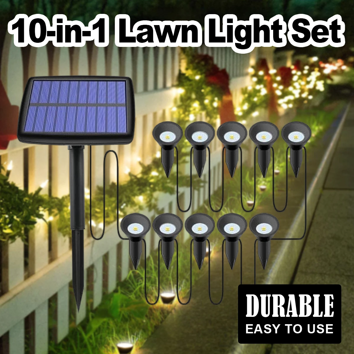 Pop Solar In-Ground Lights 10In1 Lamp Lighting Spot Outdoor Decoration Led Landscape Resistance Garden Powered Driveway Weather