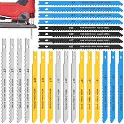 24Pc Jig Saw Blade Set HCS Assorted Saw Blades with U-shank Sharp Fast Cut Down Professional Sharp Jigsaw Blade Woodworking Tool